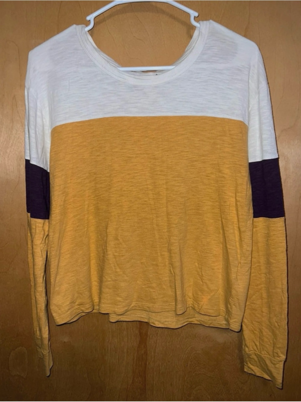 Abercrombie & Fitch Colorblock Long-Sleeve Top - Mustard, White & Purple